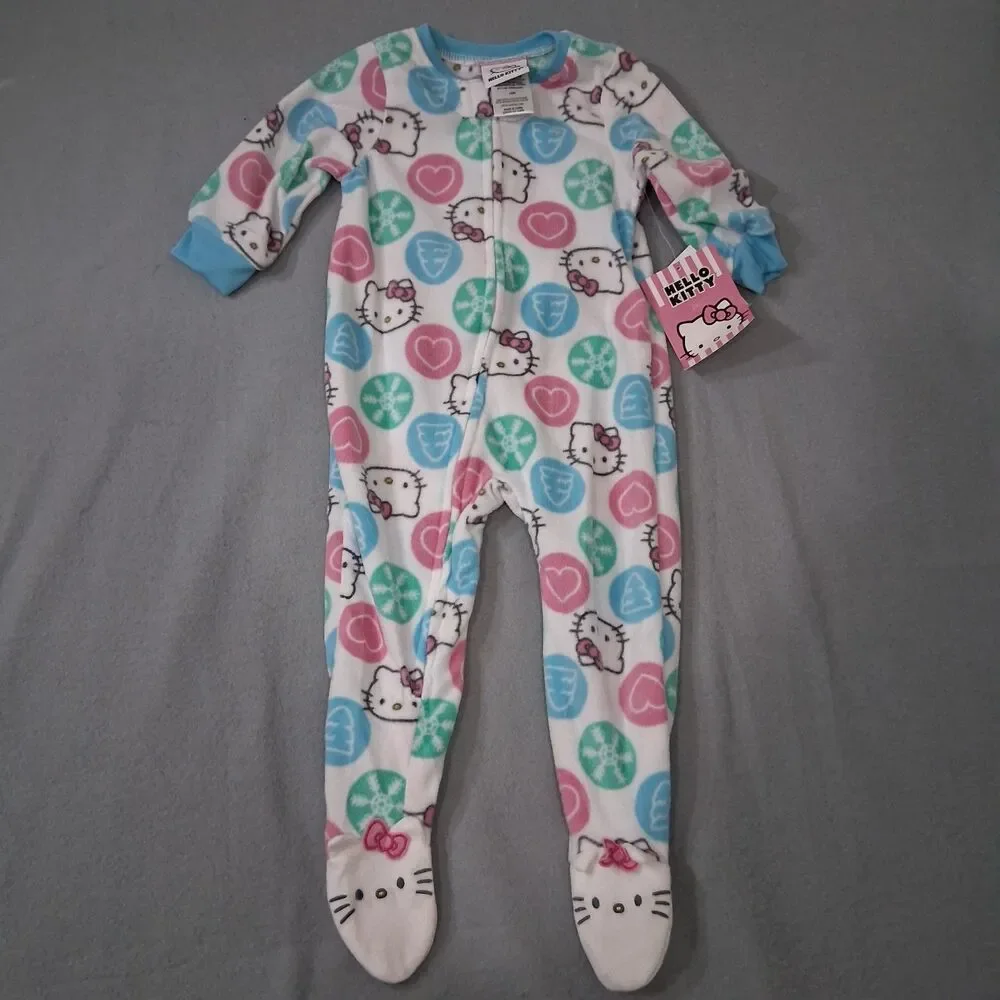 Hello Kitty Sleeper Size 12m Baby Toddler One Piece Footed Pajamas PJs Warm Soft